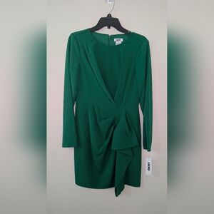 DKNY Emerald Long Sleeve Side Tie Sheath Mini Dress NWT